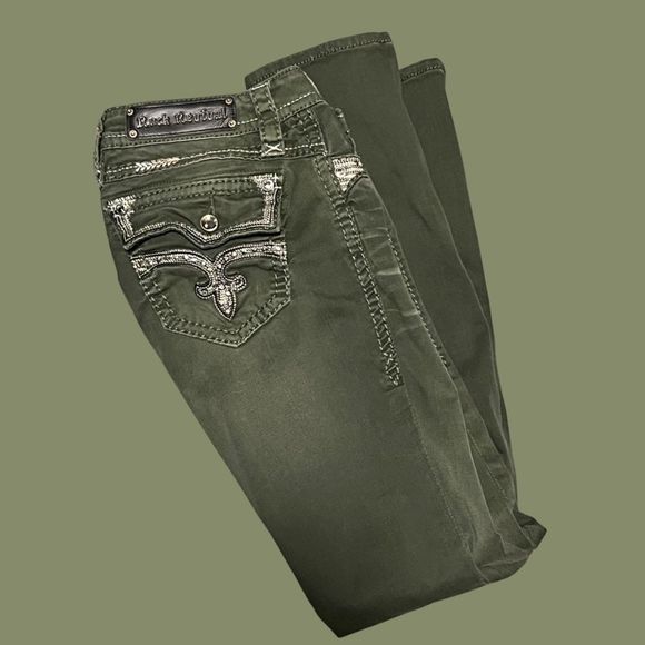 ROCK REVIVAL ELEANOR Rhinestone Embellished Low Rise Skinny Jeans 29x29 - Picture 2 of 7